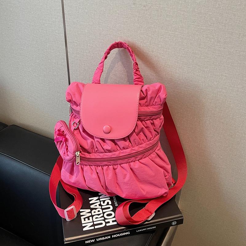 Schoolbag Korean Version of College Style Backpack Bag Women's 1011 New Trendy Fashion Pleated Nylon Casual Backpack