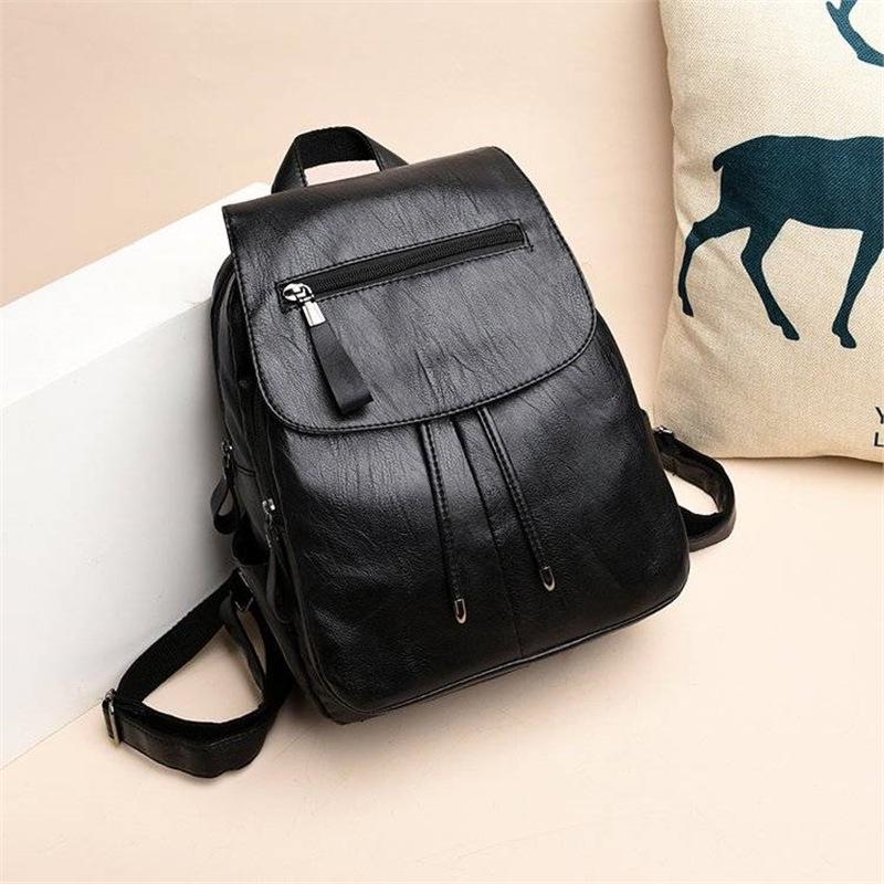 Autumn/Winter Double Shoulder Bag: Women's Soft Leather School Bag, Korean Style Handbag & Backpack