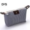 Striped Cosmetic Bag Waterproof Foldable Large Capacity Zipper Closure Dumpling Shape Portable Makeup Organizer for Travel Home Storage