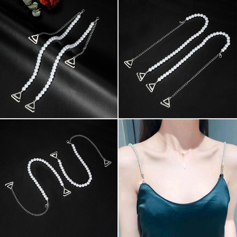 Non-Slip Pearl Bra Straps Sexy Off-the-shoulder Adjustable Underwear Shoulder Strap Removable Decorative Bra Shoulder Belts