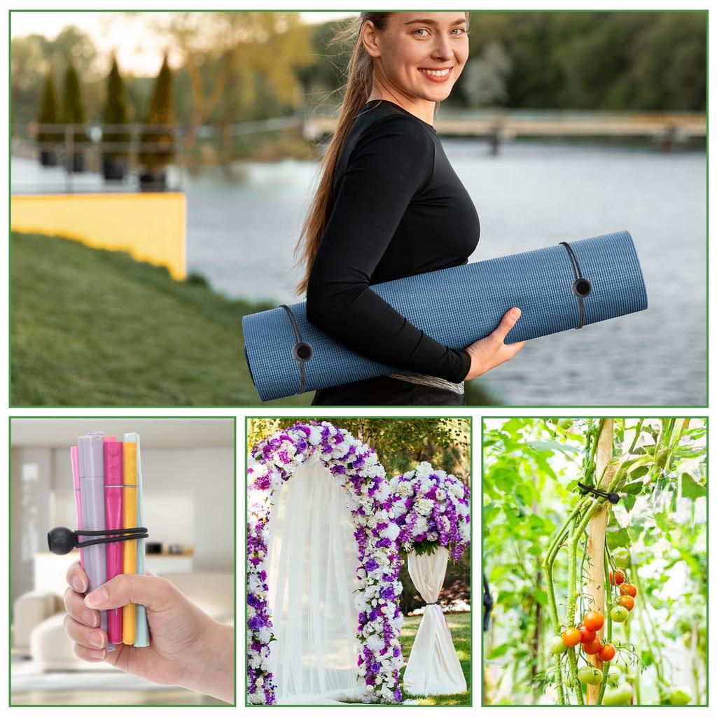 10/20pcs Nylon Heavy-Duty Elastic Rope with Ball, Tent Guyline, Camping and Cargo Handling, Outdoor Support Equipment, Black