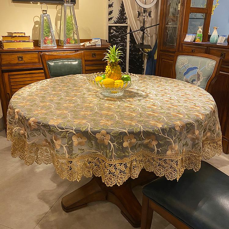Tablecloth Lace Wear Resistant and Dustproof Tabletable Cover Mesh Embroidery Premium Light Luxury New Rectangular Tablecloth
