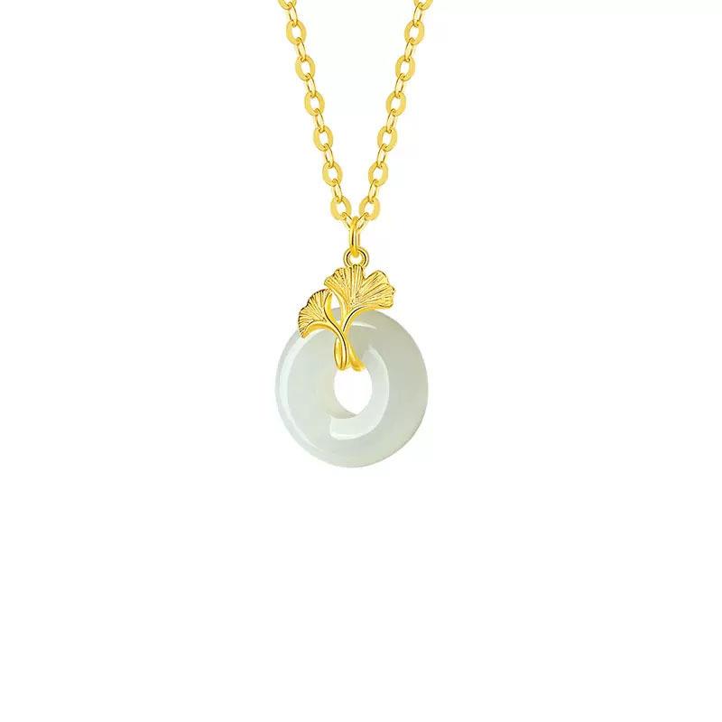 Sterling Silver Three Lives Lucky Necklace with Hetian Jade Pendant - 2023 New Year & Christmas Gift for Women 925 Silver