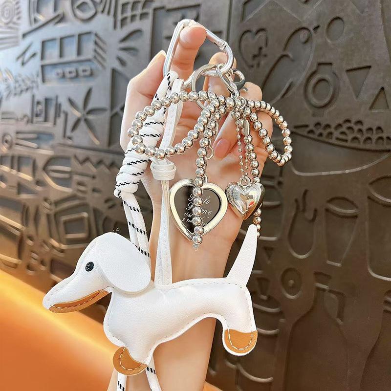 Creative new dachshund leather bag hanging keychain exquisite bow love bag pendant small gift wholesale