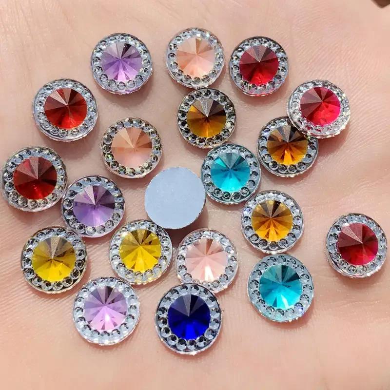 

DIY 80 шт. 10 мм різнокольорові круглі плоскі камінці та кристали, смоляні стрази, оздоблення, дорогоцінні камені для костюмів, ґудзики, рукоділля - A33 різнокольоровий