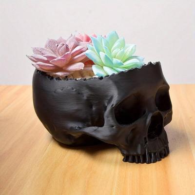 Vaso de Flor Caveira Pendurado Vaso de Planta Caveira Humana Tigela de Doces de Halloween Plantador Gótico para Suculentas Decoração de Interior e Exterior