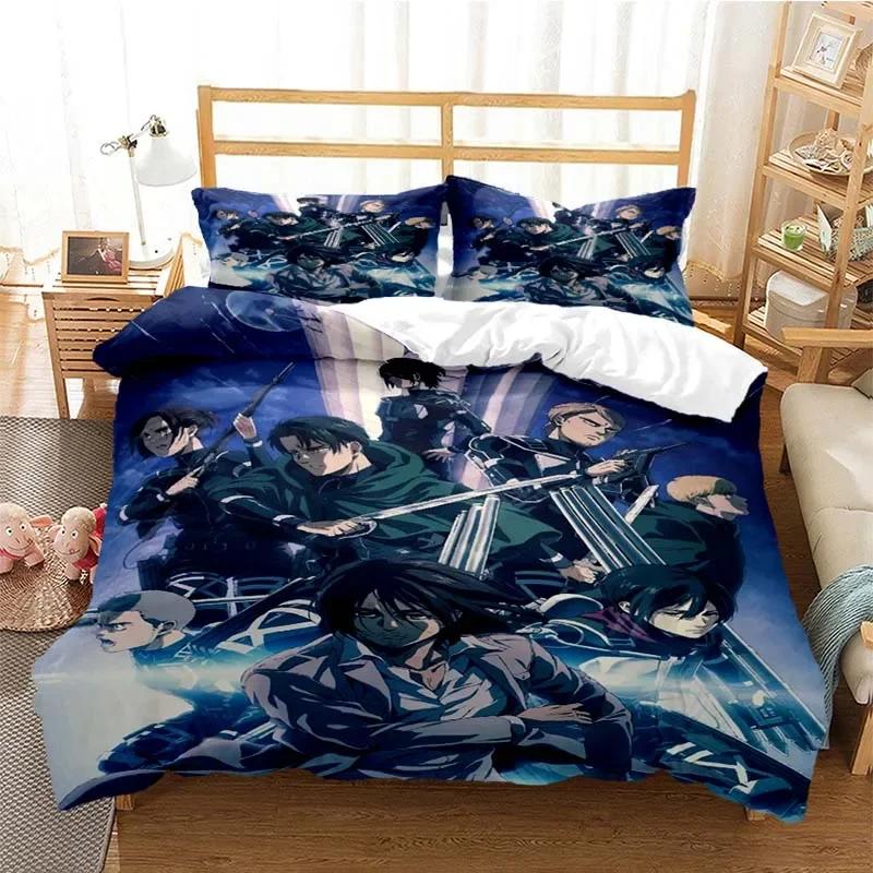Attack On Titan Fashion Digital Comfortable Duvet Quilt Cover Pillowcase Bedding Set Children Bedroom Decoration Home Textile