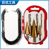 6-Piece Serrated High-Speed Steel Pagoda Drill Bit Set In Plastic Box – Ideal for Hole Opening, Expansion, and Step Drilling.