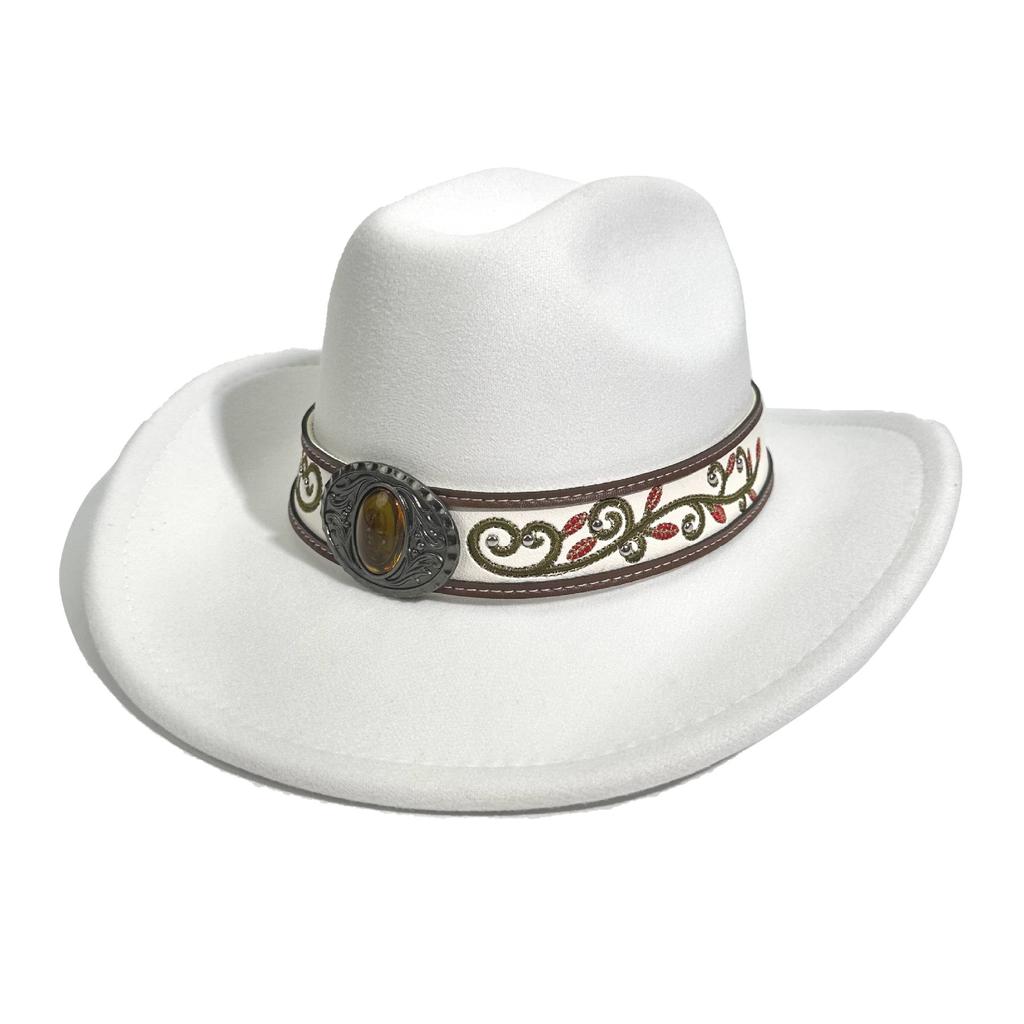 Spring And Summer Monsoon Woolen Cowboy Hat Men And Women Couple Ethnic Style Curved Brim Top Hat Sun Hat Jazz Hat
