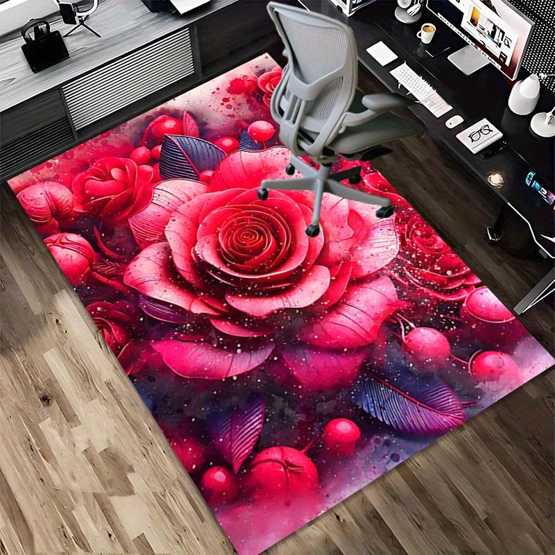 1pc Rose Abstract Themed Rug for Home Decor, Non-slip Office Carpet, Chair Mat, Outdoor Mat, Christmas and Halloween Gifts-0731115