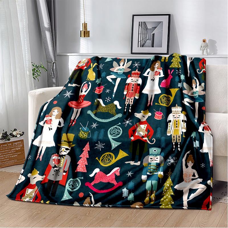 Cartoon Merry Christmas Gift The Nutcracker Doll Happy New Year Soft Flannel Blanket for Beds Bedroom Sofa Picnic,Throw Blanket