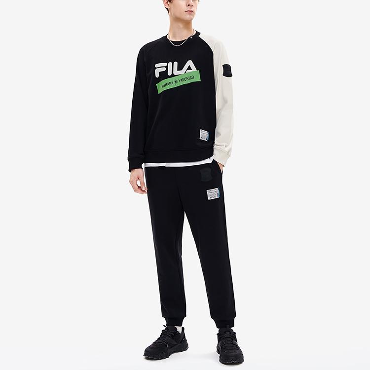 FILA X MIHARA YASUHIRO Loose Color Block Logo Casual Pullover Long Sleeve Sweatshirt Men sweatshirt Black F11M243205F-BK