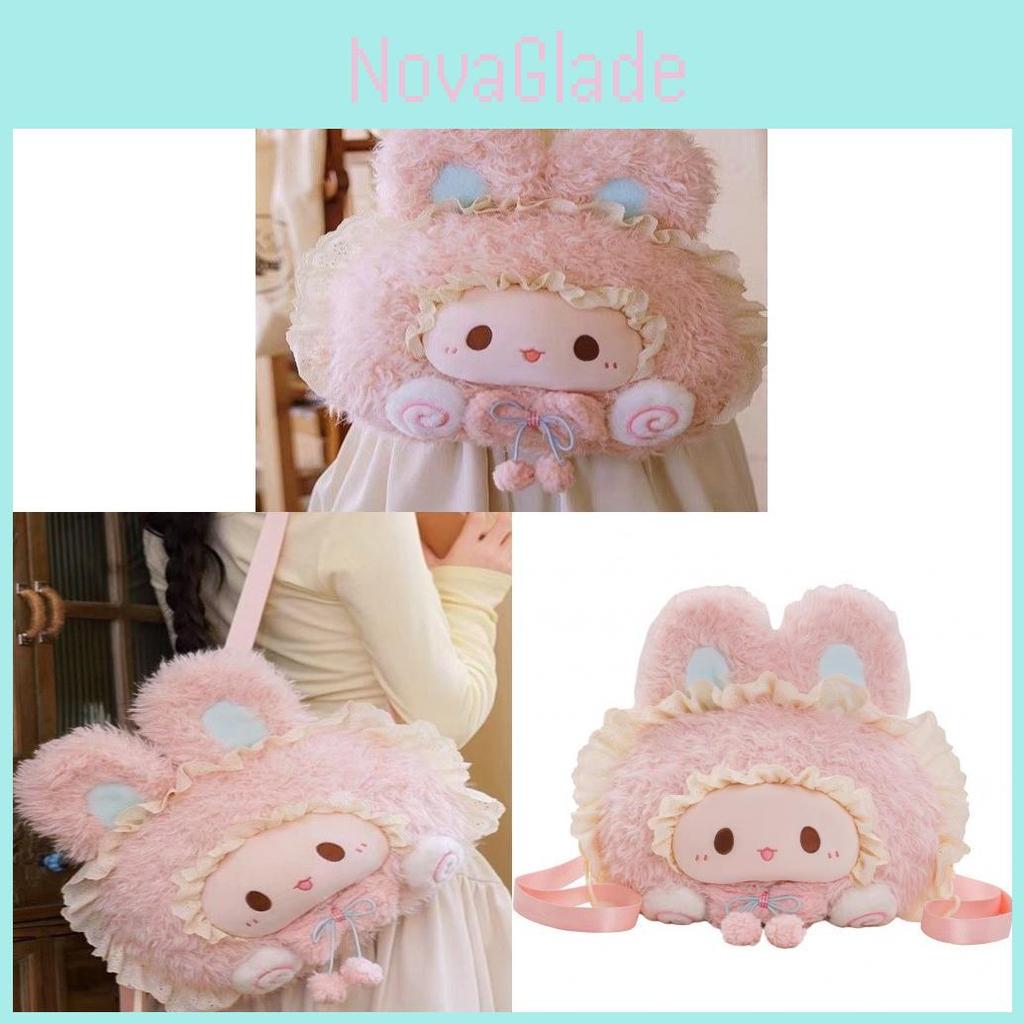 Cartoon Schaf Plüsch Rucksack für Mädchen und Frauen mit Stauraum und verstellbaren Trägern