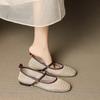 Round Head Mesh Yarn with Mary Jane Shoes, New Comfortable and Versatile Flat-soled Single Shoes