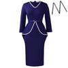 Women Elegant Solid Ruffle High Waist Bodycon Pencil Office Dress