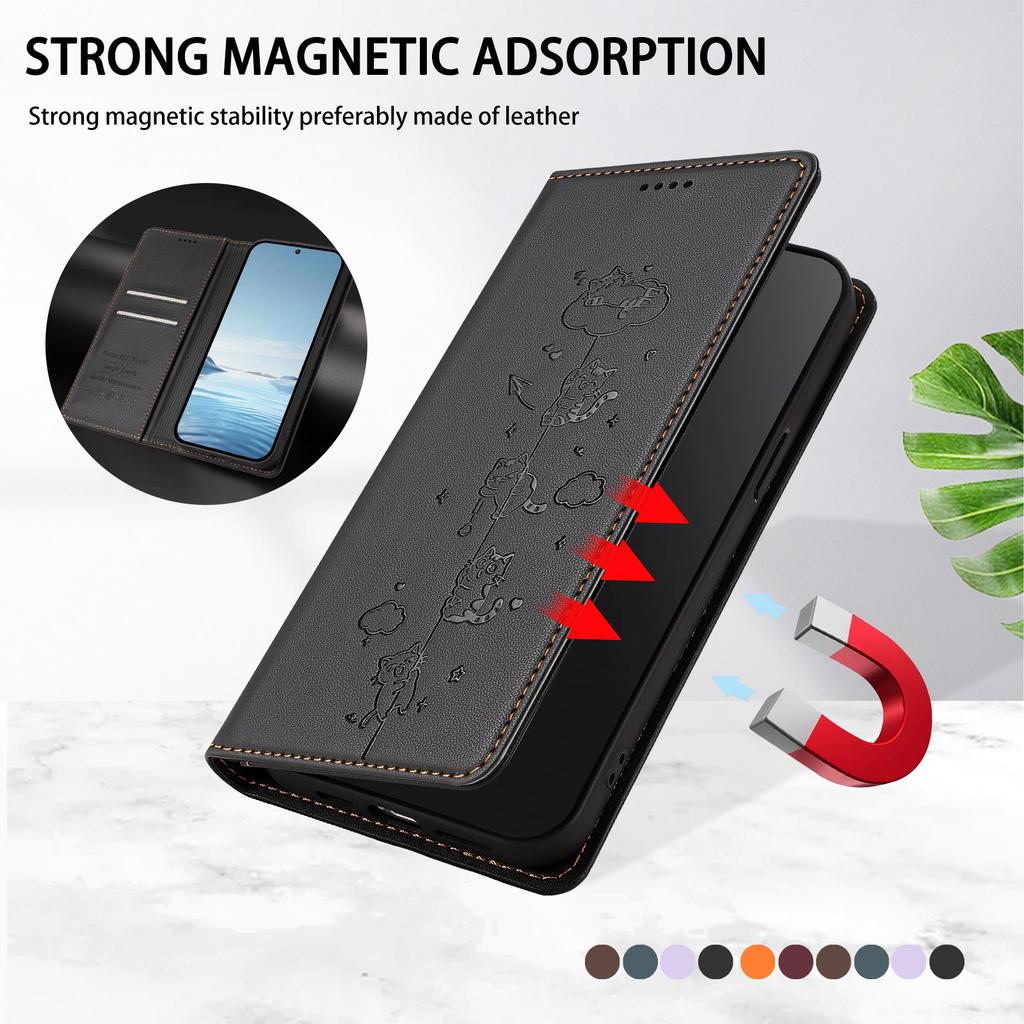 Für Oppo A6x 5G/Oppo A6 5G Hülle RFID-blockierendes Portemonnaie Ständer Aufgedrucktes Katzenmuster Leder Handyhülle