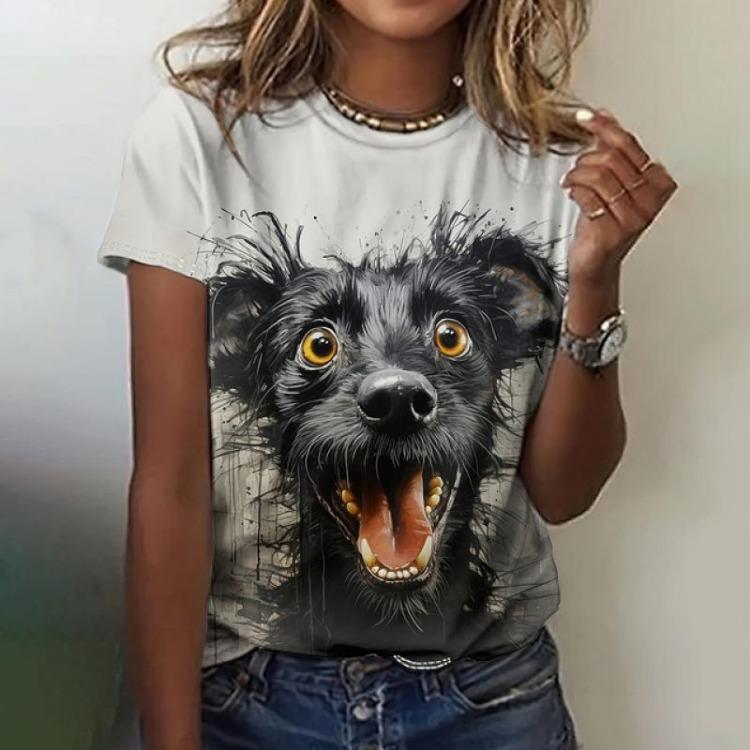 Kawaii Funny Animal Graphic Women's T Shirts Casual Oversize Short Sleeve Top Female Fashion Clothing Ladies
