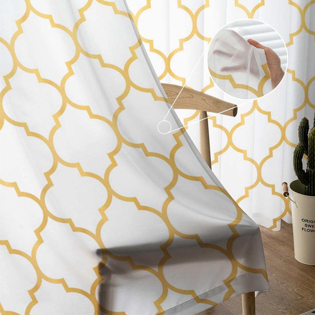 Goldene geometrische Schuppen Tüll transparente Fenstervorhänge für Wohnzimmer Küche Kinder Schlafzimmer Voile hängenden Vorhang