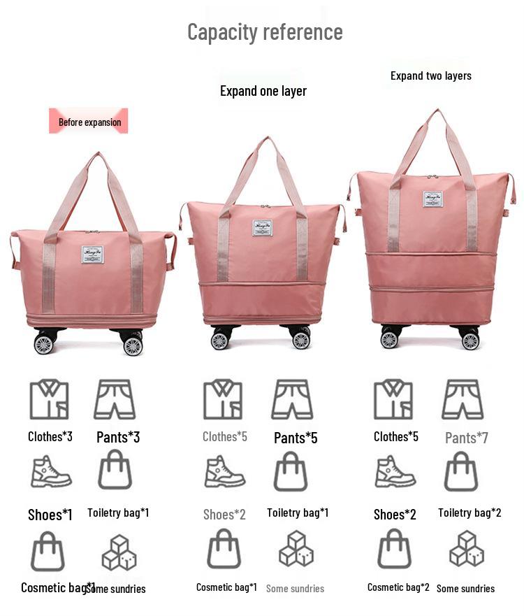 Universal Wheeled Folding Travel Storage Bag: Perfect for Packing Clothes On Short Trips