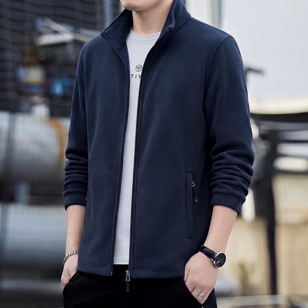 Embroidered Fleece And Thick Fleece Jacket For Men In Spring, Autumn, And Winter, Warm And Casual Jacket For Men
