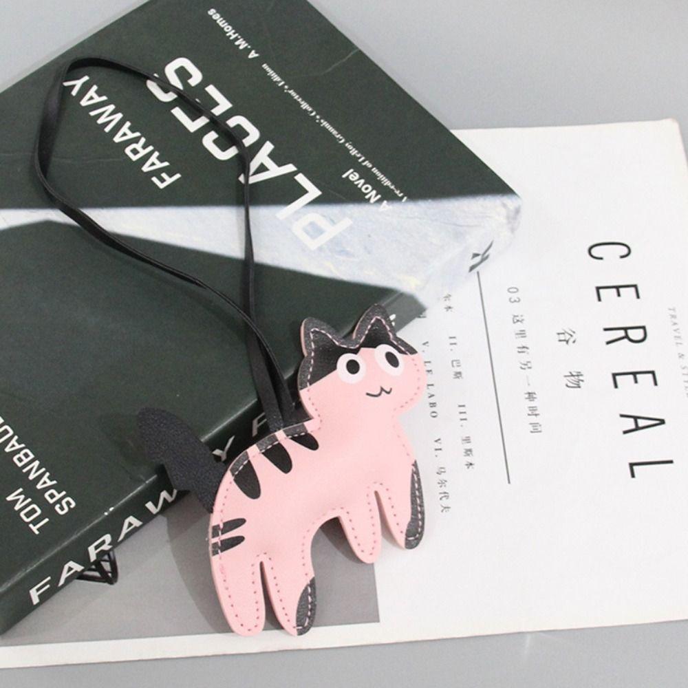 Dog Cartoon Keychain Cute Puppy Bag Pendant Cute PU Leather Cat Hanger  Bag Ornament
