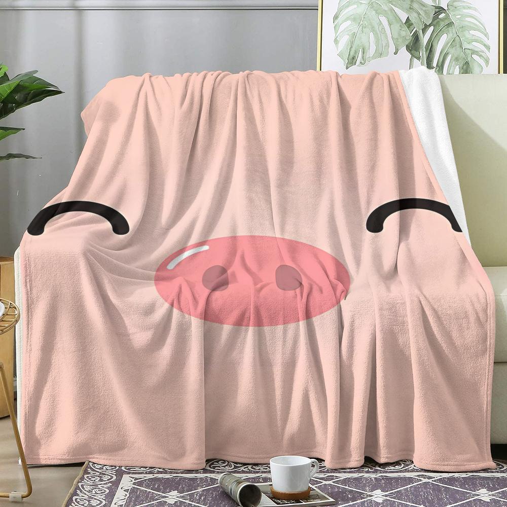 Pensive Piggy Throw Soft Flannel Throw Summer AC Blanket Lightweight Cool Nap Blanket for Sofa Bed Couch Travel