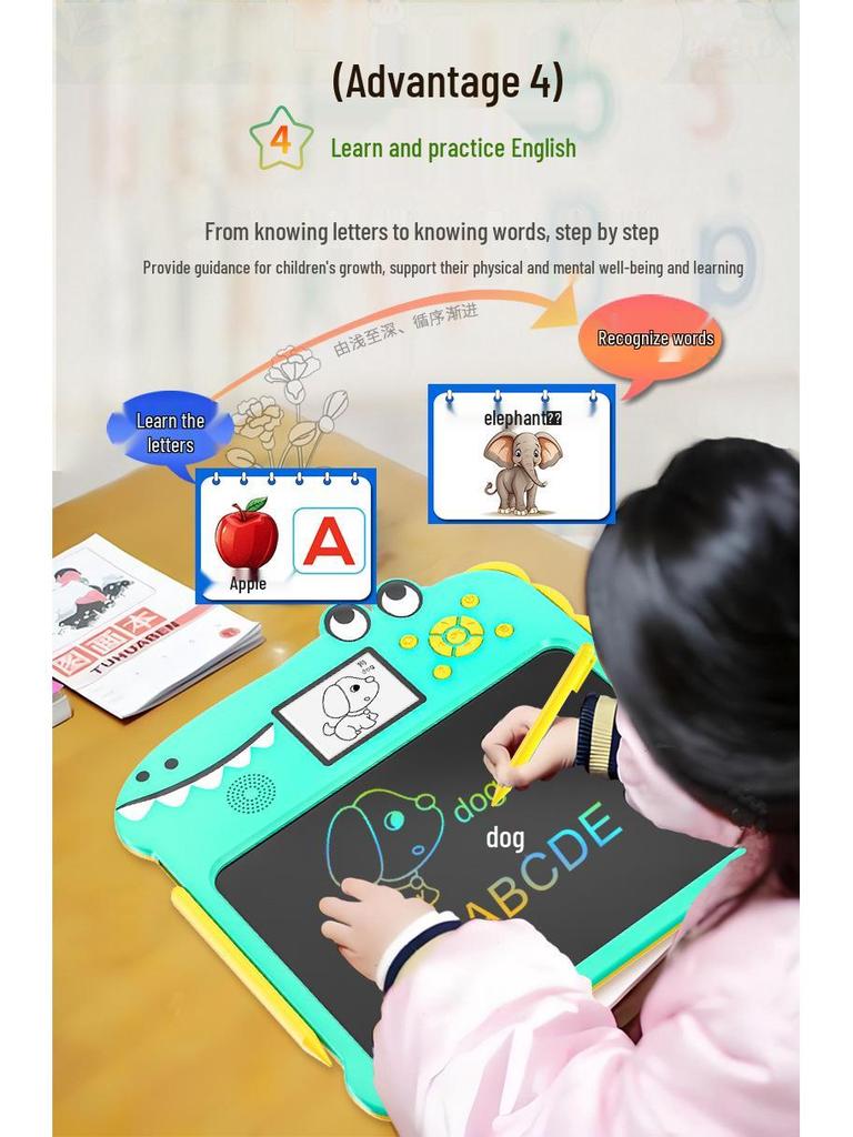 Smart Kids' LCD Writing Tablet: Pinyin & English Literacy Drawing Board for Early Learning