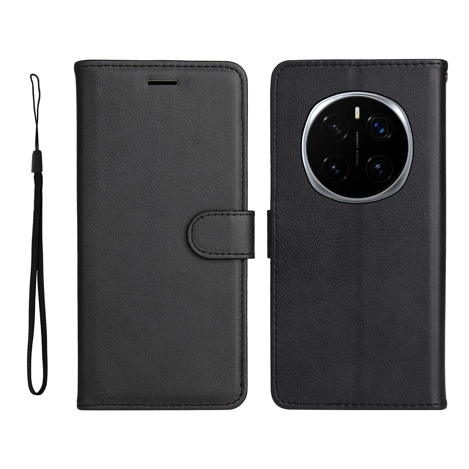 

For Honor Magic7 Pro 5G Case Solid Color Leather Mobile Cover Wallet Stand with Strap Brown