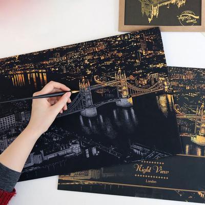 Bright City Decorative Painting Scratch Scraping Painting Drawing Paper Pictures Home Decoration
