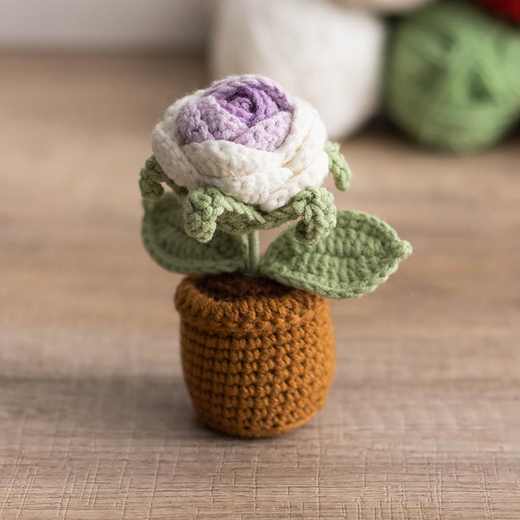 Háčkovaný slunečnicový košík Ručně pletené simulované slunečnice Květináčové ozdoby Sváteční dárky