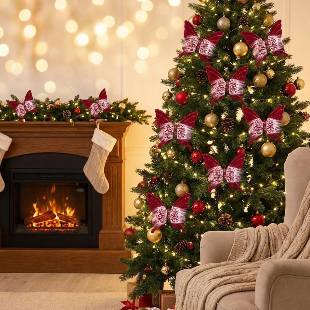 Clip-On Xmas Tree Butterfly Hanging Decor Simulation Butterfly Hanging  Scene Atmosphere Layout