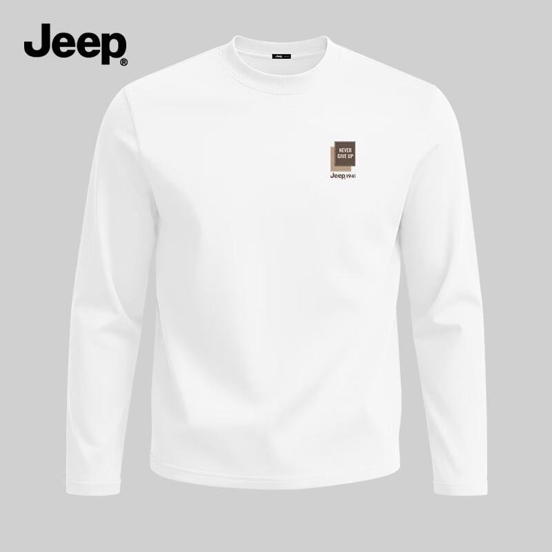 JEEP Men's Pure Cotton Crew Neck Long-Sleeve T-Shirt