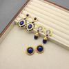 Vintage Silver Needle French Portrait Pearl & Lapis Lazuli Stud Earrings - Luxurious High-End Accessories for Women