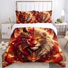 3pcs Golden Lion of Fire Bedding Set, Including 1 Quilt Cover and 2 Pillow Shams, Without Filling,