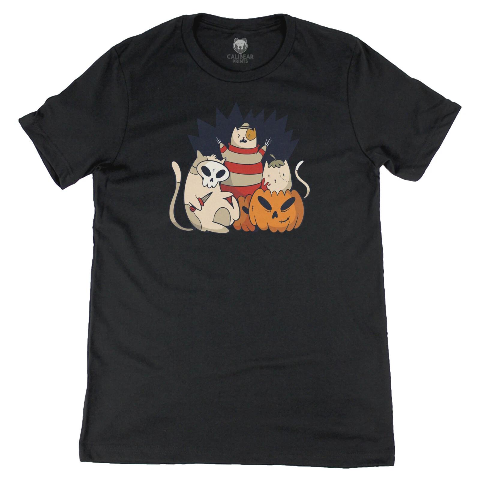 Cute Halloween Cats Graphic Art Novelty Tee Funny T shirt 2XL