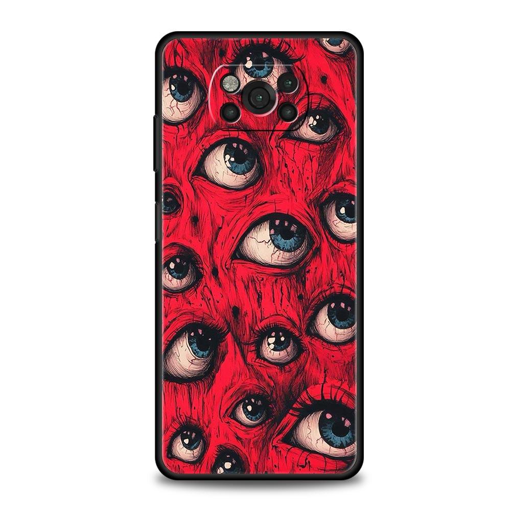 

Phone Case for Xiaomi Poco F7 F6 F5 F4 F3 X7 X6 X5 X4 X3 NFC M4 C51 C55 GT 5G Soft TPU Cover Capas Trendy Cool Eyes Creative Bag Poco F5 Pro