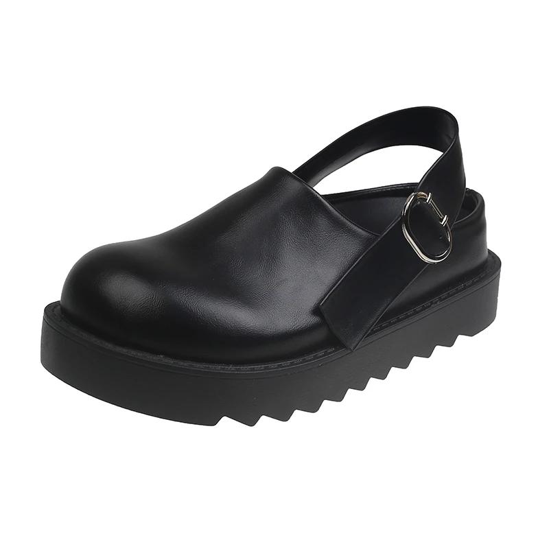 

Fashion Women s Slippers Flat Sole Round Toe Cover Toe One Kick Shoes Women Leisure Retro Two Ways To Wear Zapatillas De Mujer 35 чорний