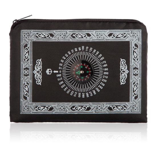 Portable Travel Prayer Mat with Compass Exquisite Pattern Waterproof Wear Resistant Foldable Prayer Rug Ramadan Gifts