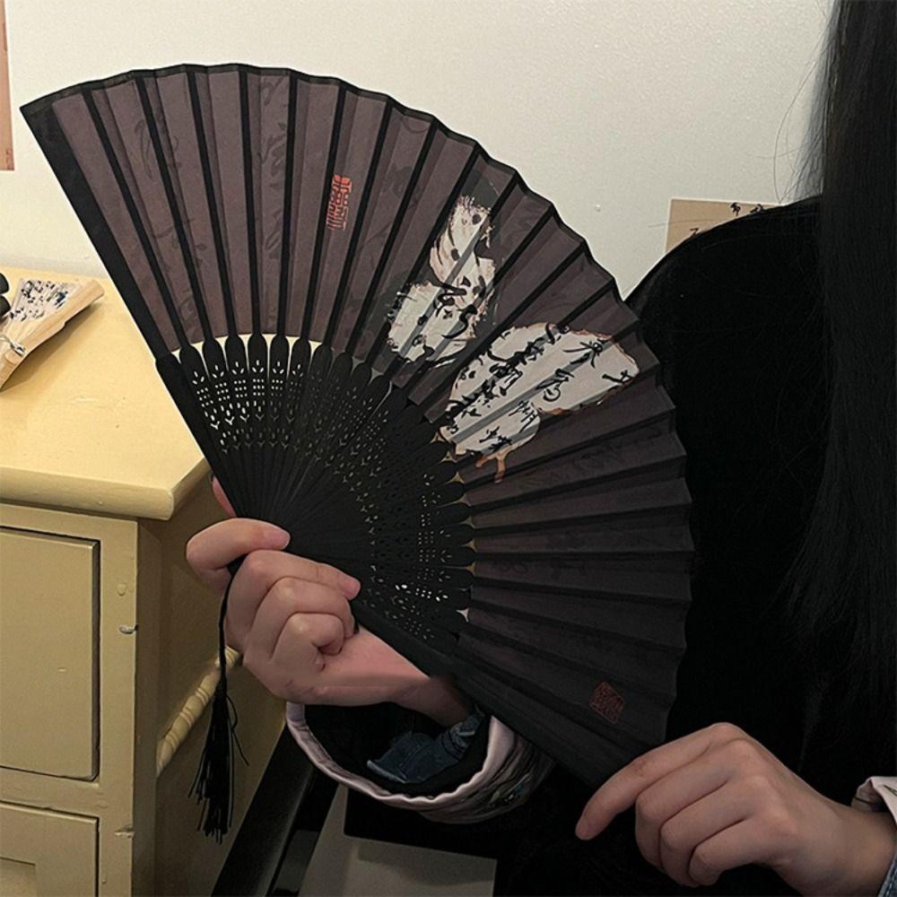 Bamboo Chinese Japanese Folding Fan Colorful Shank Classical Dance Fan  Home Decoration