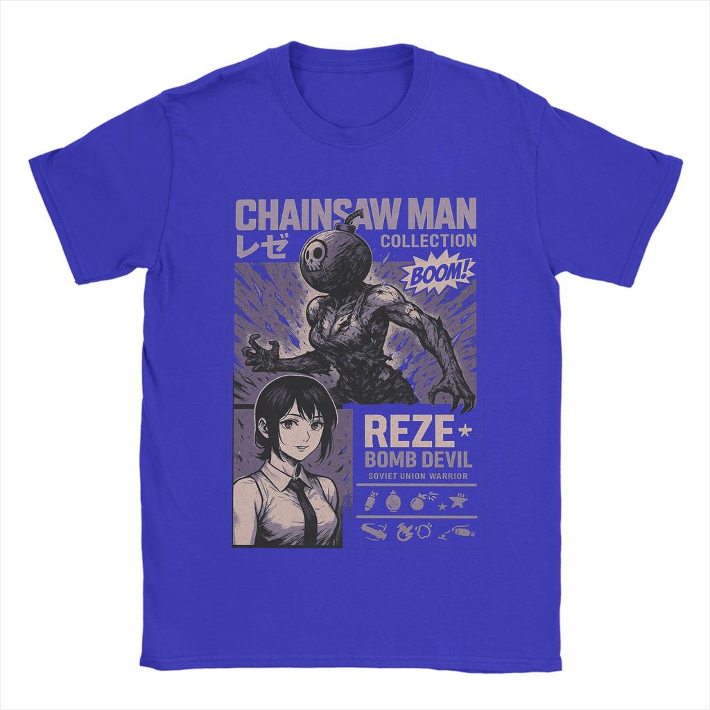 Anime Chainsaw Man Reze TShirt Men Manga Denji Power 100 Cotton TShirts Summer O Neck Tee Shirt Hot Sale Oversized Clothes