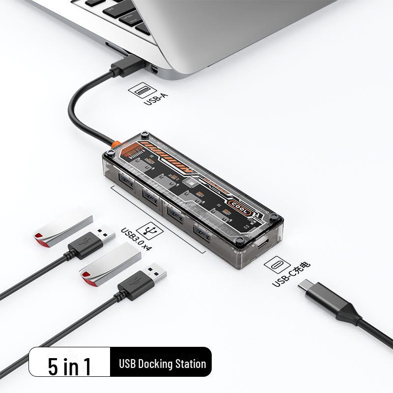 10-in-1 Transparent Type-C USB Hub Expansion Dock