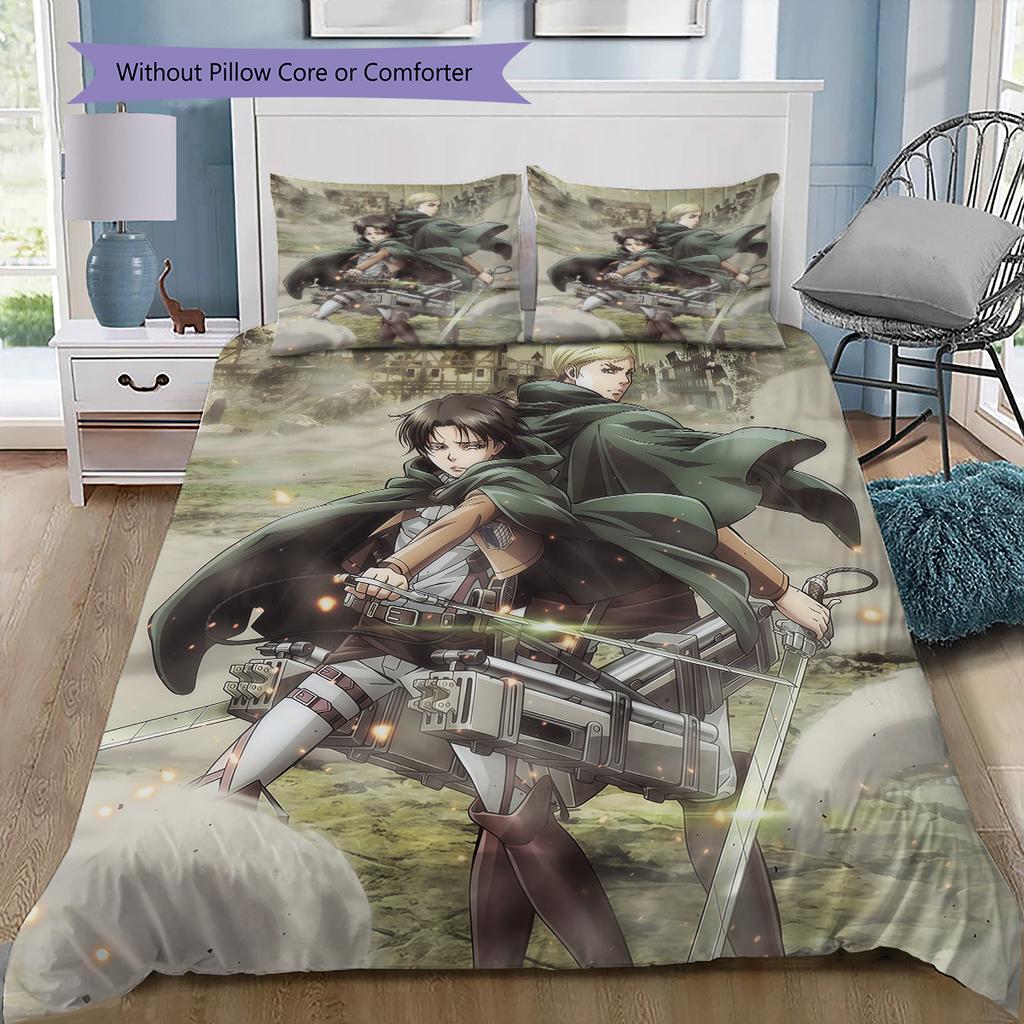Attack on Titan Survey Corps Bedding Set, 1 Duvet Cover & 2 Pillowcases, Suitable for Bedroom, Ideal Gift for Fans