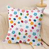 Cute Ladybug Wildflower Pattern Cushion Cover Silky Short Plush Invisible Zipper Dustproof Sofa Pillow Case for Home Decor