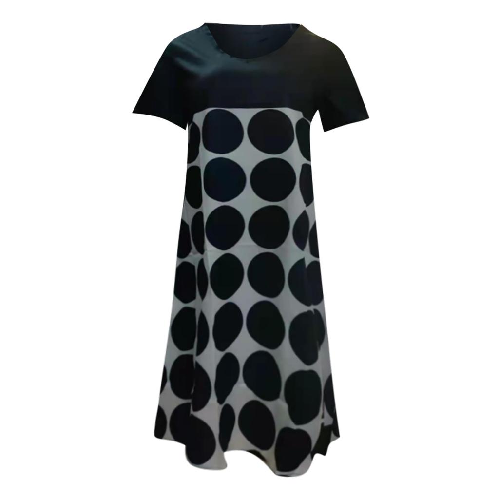 Off-shoulder Midikjole Løs Retro Litterær V-hals Komfortabel Printkjole