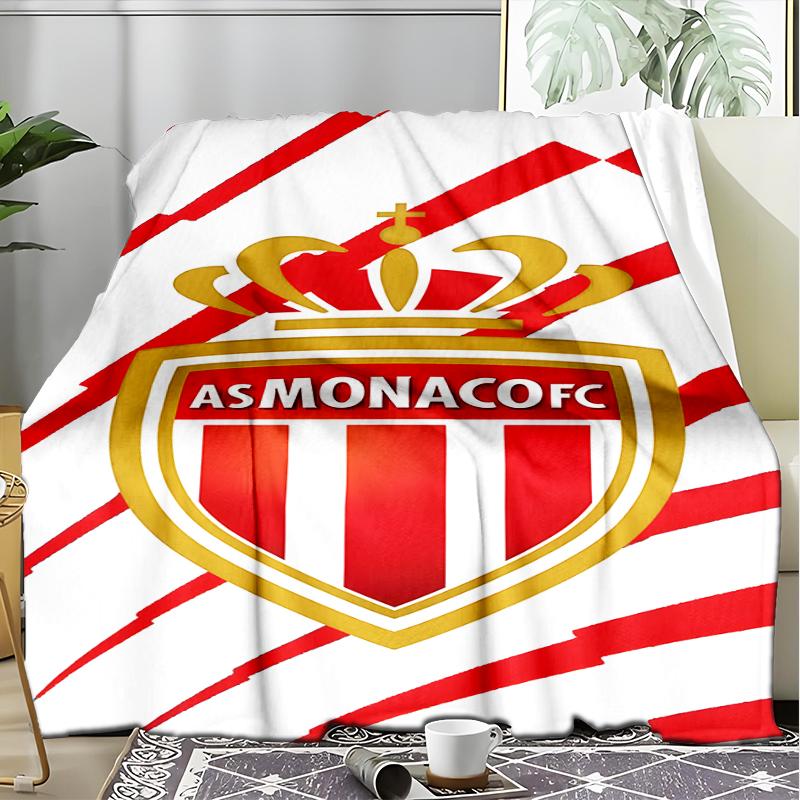 1PC Football Monaco Printed Soft Flannel Blanket Throw for Adult Bedroom Living Room Sofa Camping Travel Fan gifts Christmas Gifts