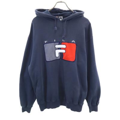 90s Old Logo Embroidery Long Sleeve Sweatshirts S Navy Men's Used