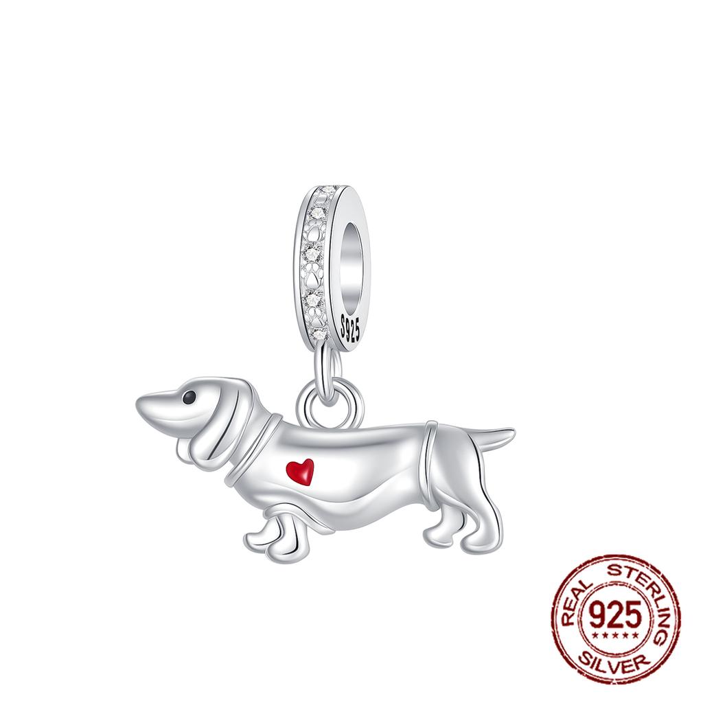 copper Dachshund Puppy Sausage Dog Pendant Charm Compatible With Authentic Charm Bracelets Women Do It Yourself Jewellery Gift