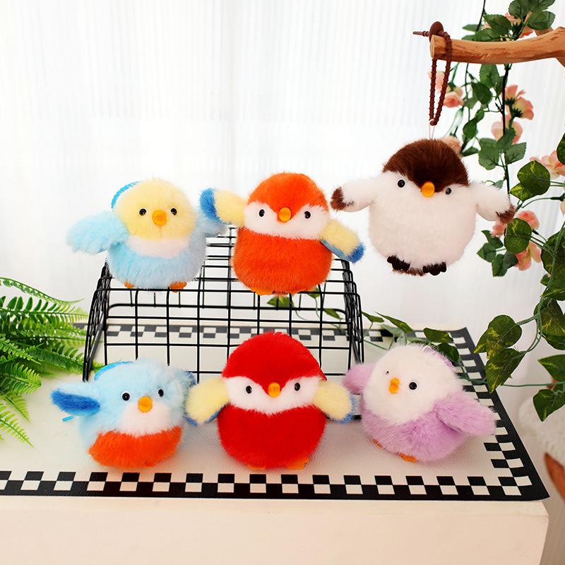 Charming Sparrow Bird Plush Pendant Keychain for Girls' Bags Ornaments