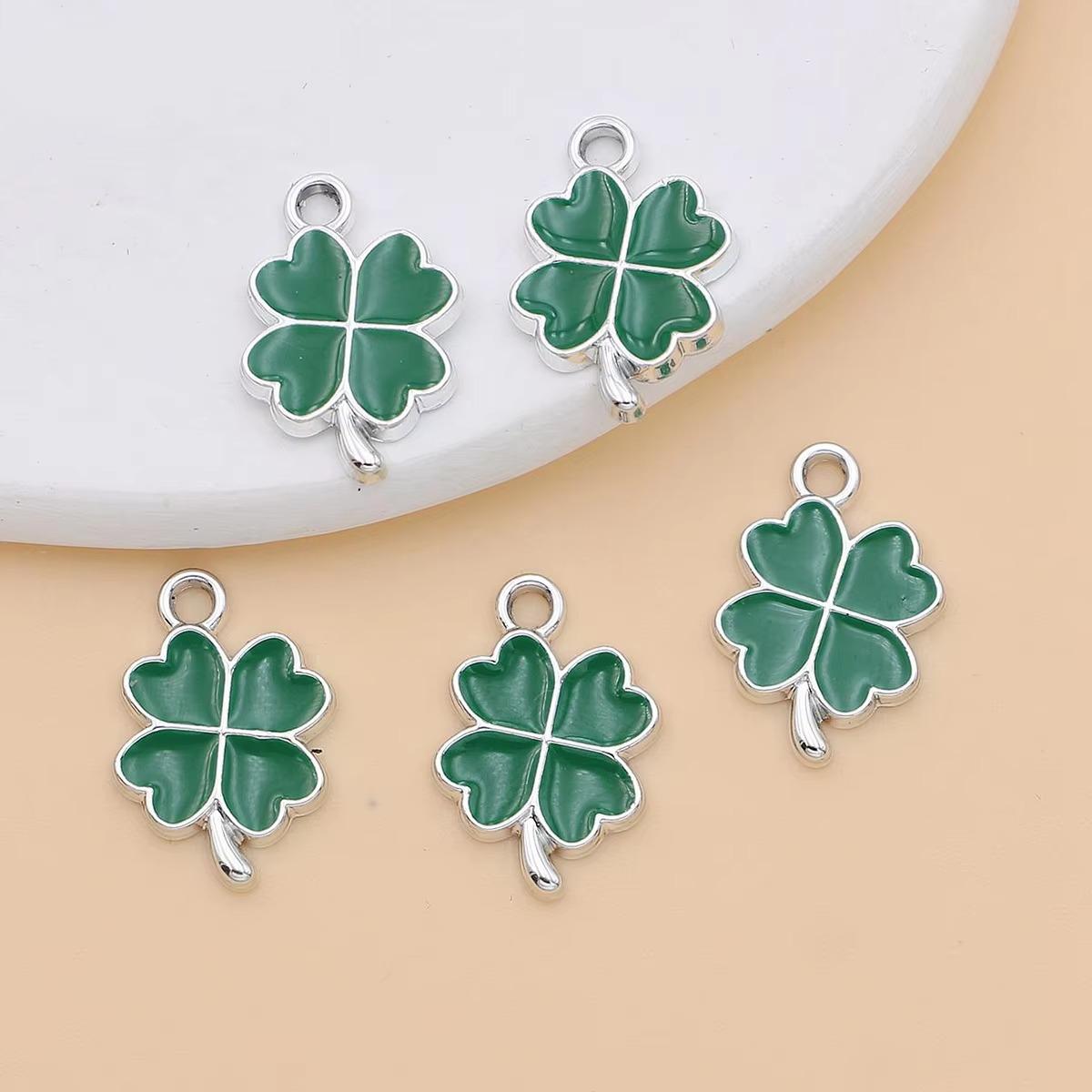 

10pcs Gold Plated Green Lucky Enamel Clover Flower Charm for Jewelry Making Necklace Handmade Bracelet Accessories DIY