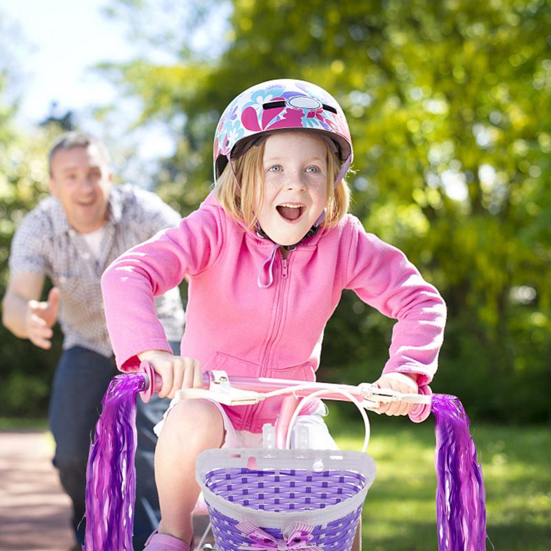 1 Kids Bike Basket+2 Handlebar Grips+2 Tassel Streamers For Kids Boys Girls Bicycles Tricycles Scooters Bike Handlebar Cover